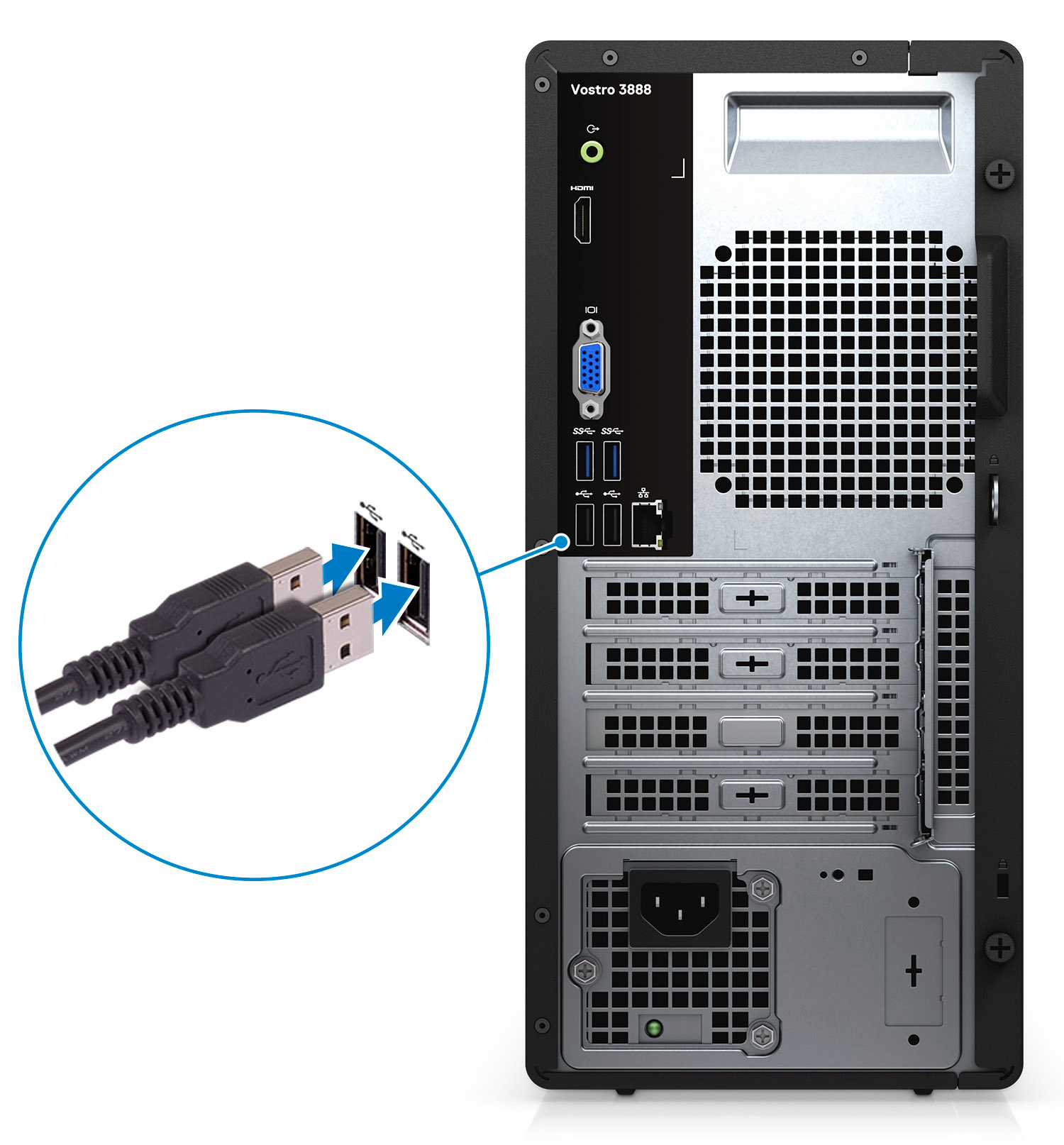 Máy tính để bàn Dell Vostro 3888 MT( Core i5-10400/16GB RAM/256 SSD/WL+BT/K+M/Win 11 )