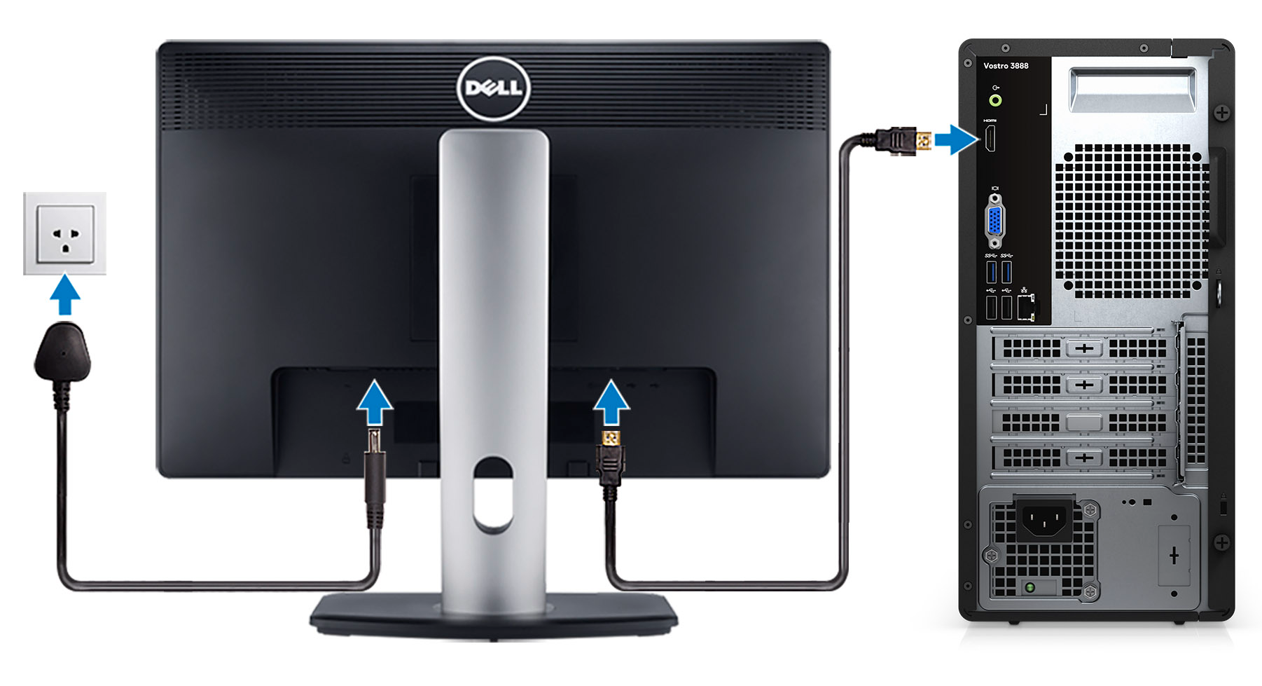 Máy tính để bàn Dell Vostro 3888 MT( Core i5-10400/16GB RAM/256 SSD M.2/WL+BT/K+M/Win 11 ) - FULL BOX
