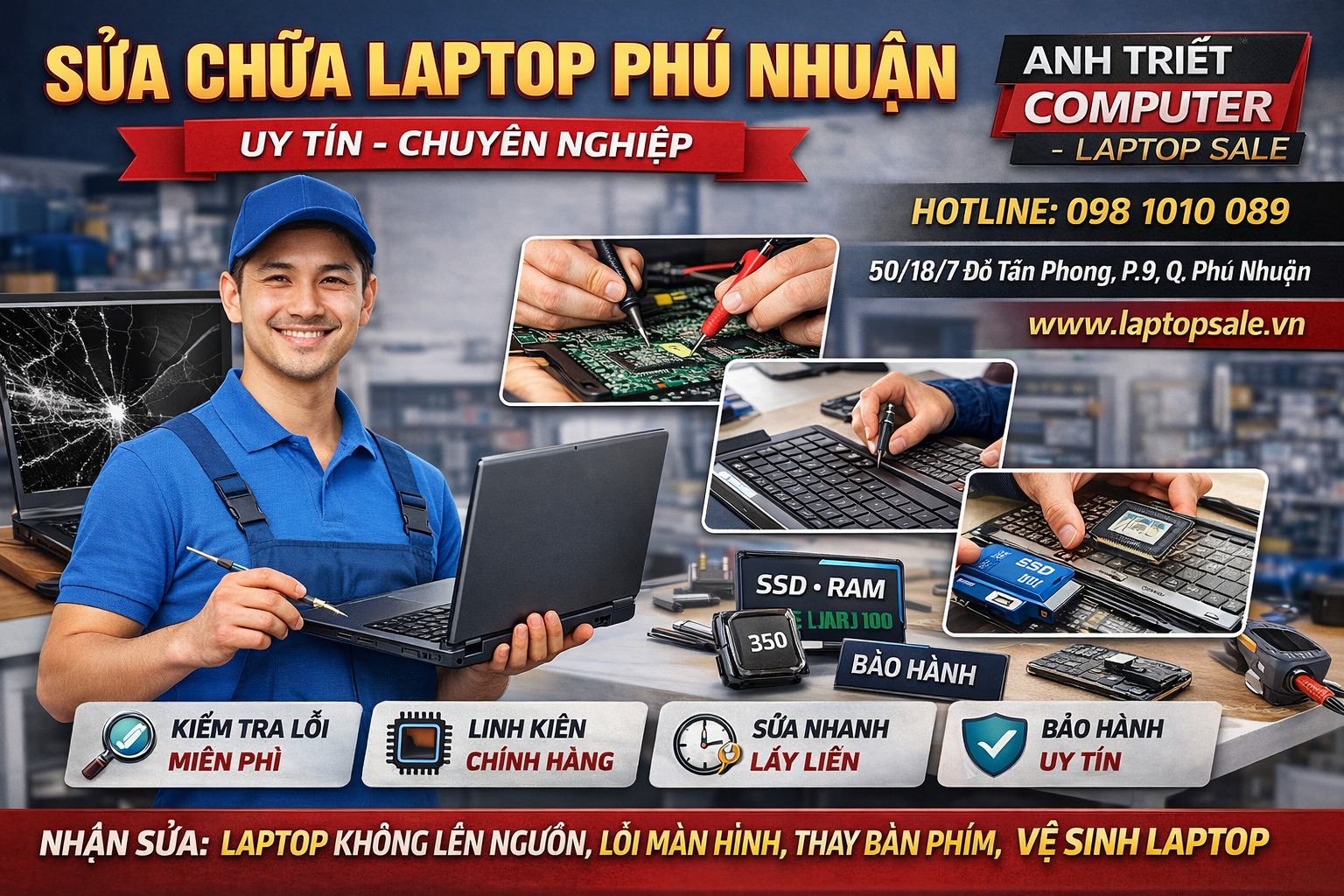 Sửa Chữa Laptop Tại Phú Nhuận Uy Tín – Nhanh Chóng Tại ANH TRIẾT COMPUTER