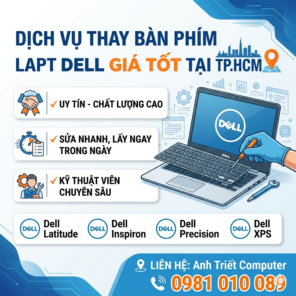 Thay Bàn Phím Laptop Dell Giá Tốt Tại Phú Nhuận TP.HCM | Anh Triết Computer