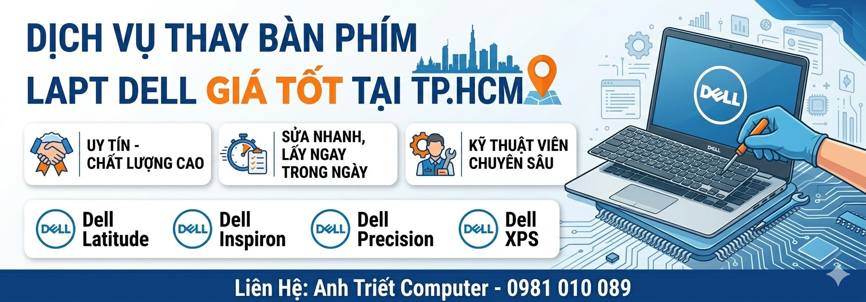 Thay Bàn Phím Laptop Dell Giá Tốt Tại Phú Nhuận TP.HCM | Anh Triết Computer