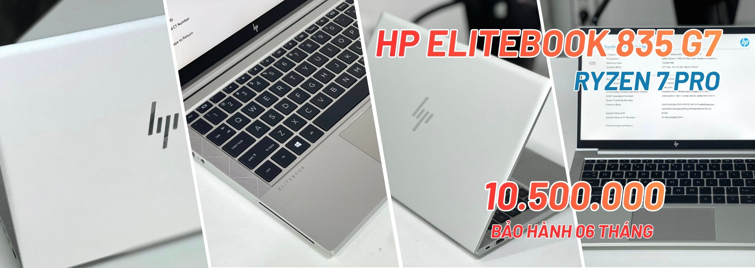HP EliteBook 835 G7 / Ryzen 7 PRO 4750U / RAM 16GB / SSD 256GB / 13.3″ FHD IPS / Cũ đẹp97%